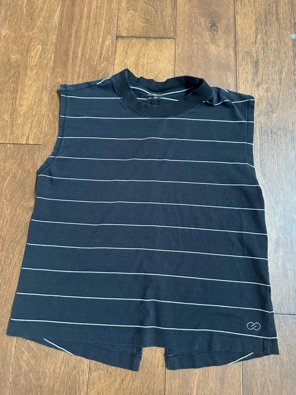 CALIA by Carrie Underwood Black Tank with Thin White Stripes